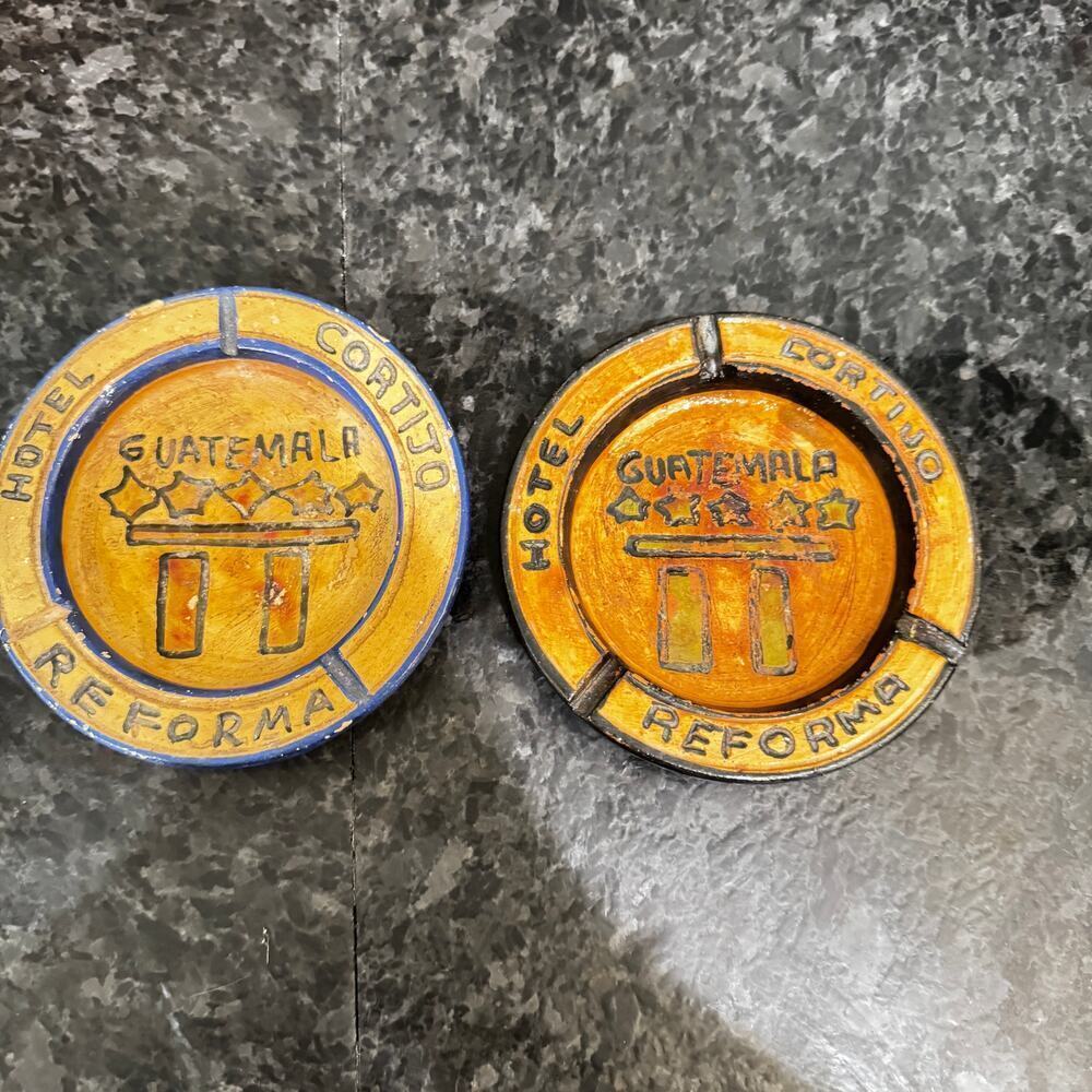Hotel Cortijo Reforma Guatemala Ashtray Set of 2 Souvenir Handmade